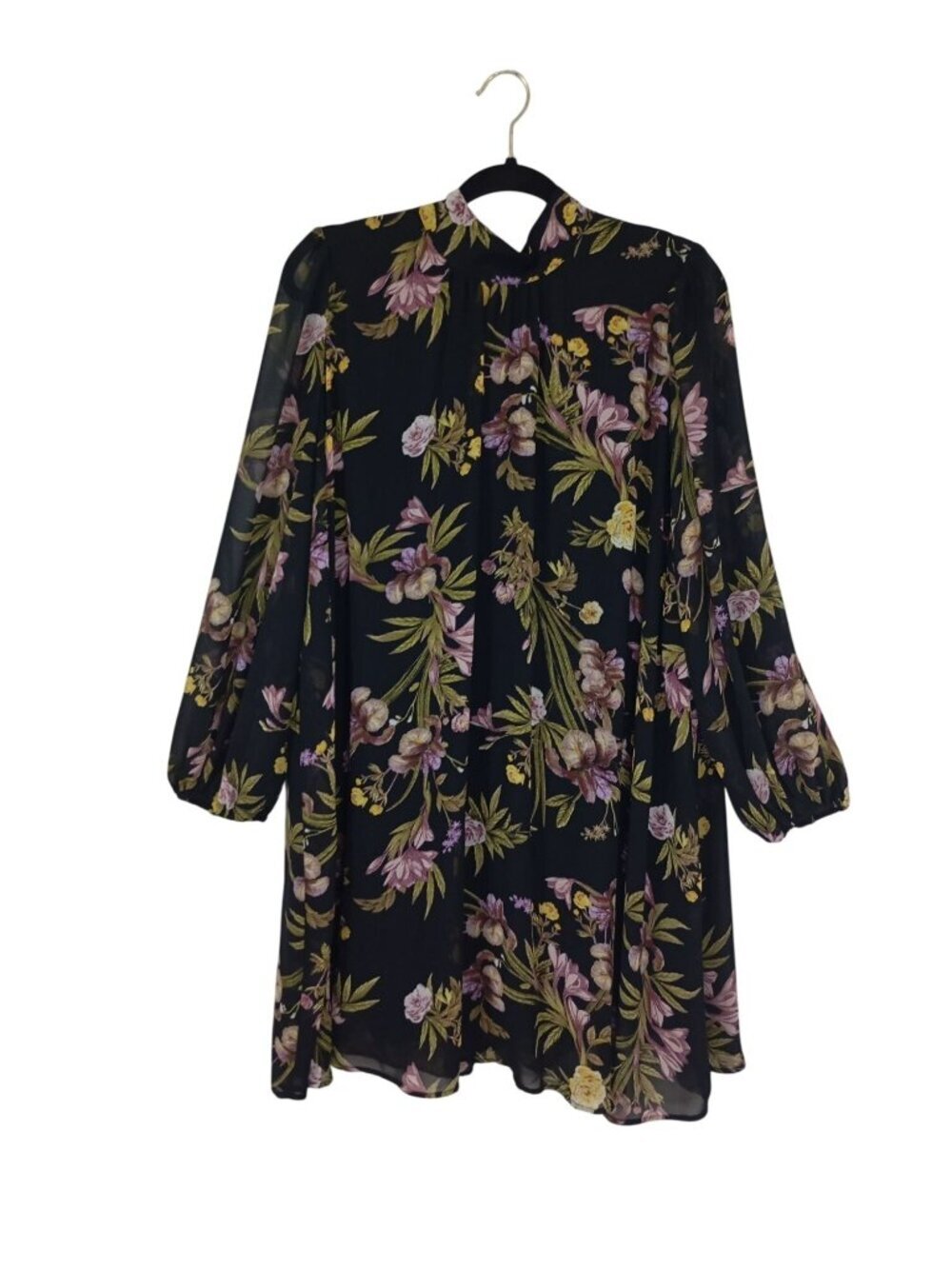 Eva Mendes Black Floral Long Sleeve Dress Size M Womens Apparel